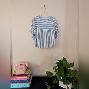 Emerson Fry Basalie Scallop Blue and White Stripe